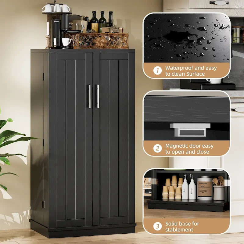47-Inch Pantry Cabinet, Wooden Kitchen Storage Cabinet