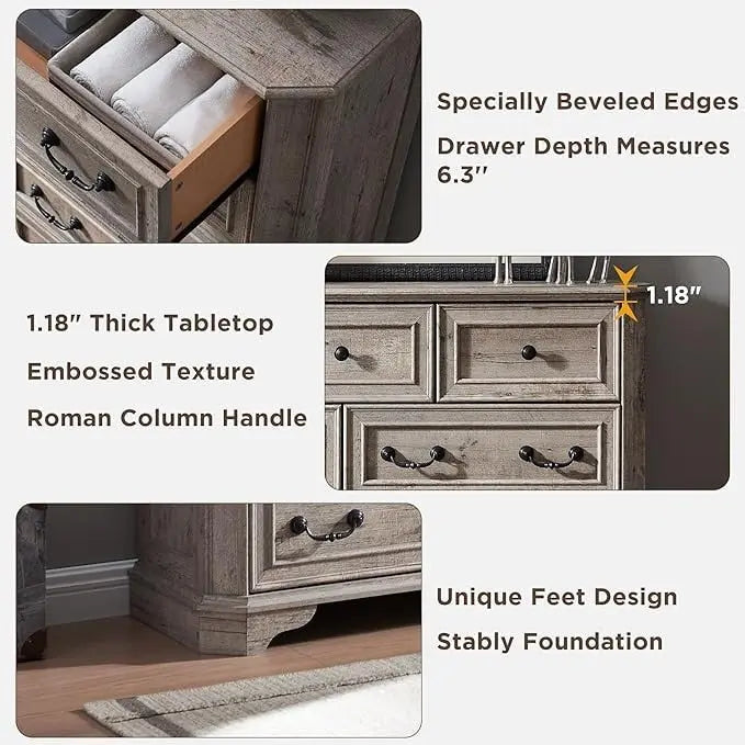 Farmhouse Drawers Dresser, Wood Chest of Drawers, Dressers Organizer