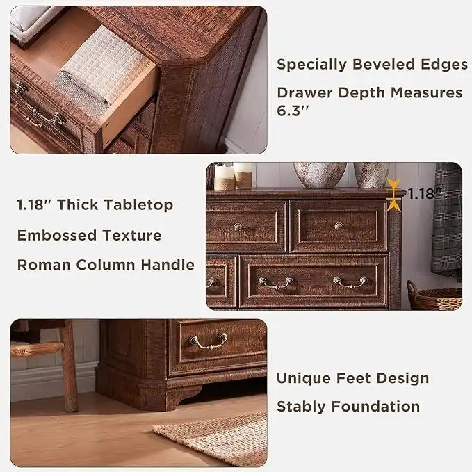 Farmhouse Drawers Dresser, Wood Chest of Drawers, Dressers Organizer